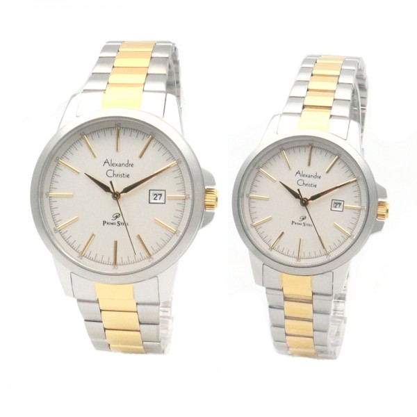 Alexandre Christie AC 1008 Silver Gold Couple